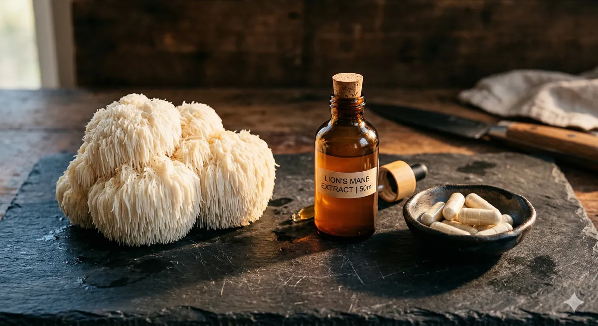 Melena de leon fresca junto a extracto y capsulas: el nootropico natural fungico con mas evidencia para la concentracion